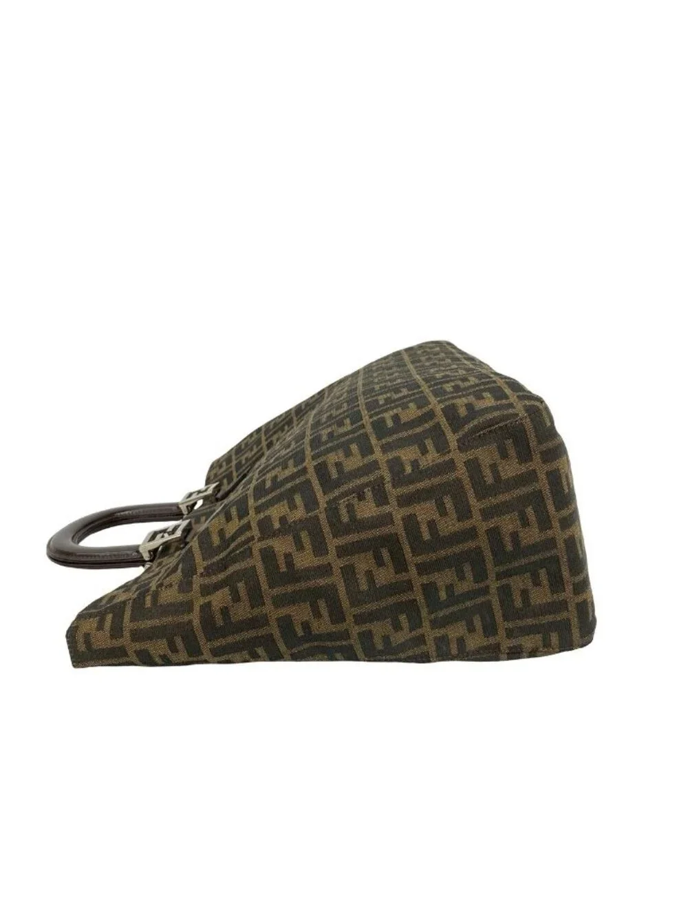 Fendi Zucca FF Pattern Canvas Leather Tote Business Brown